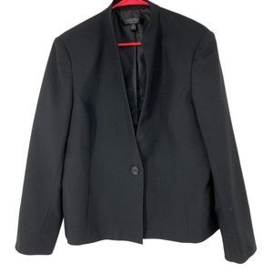 Kasper Womens Blazer Black 18 One Button Cuffable Sleeves 3943 lined